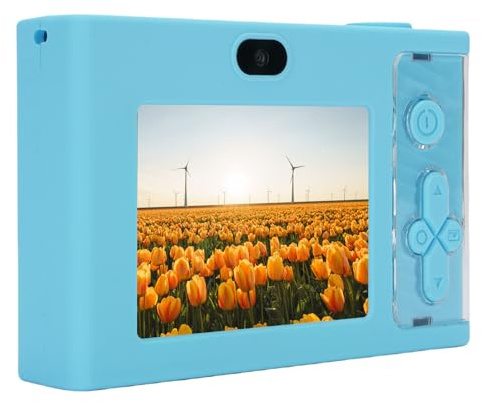 48MP Compact Small Camera, HD Dual Lens Autofocus, Vlog Selfie Camera 2.4 Inch Screen with Sticker Options for Students, Girls, Boys (Blue)