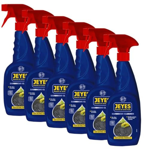 Jeyes BBQ Cleaner (6 x 750ml) – Fast-Acting Formula Cuts Through Burnt-On Food and Grease - BBQ Oven Cleaner Heavy Duty - Odour and Taint-Free - Safe for Grills, Racks and BBQ Surfaces