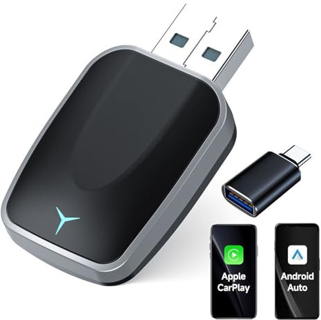 SOARFLY Wireless CarPlay & Android Auto, Mini 2 in 1 CarPlay Dongle Kabellos, Plug & Play USB Dongle mit Bluetooth 5.3 & 5.8GHz WLAN, Auto Connect, Für iOS 10+ und Android 11+