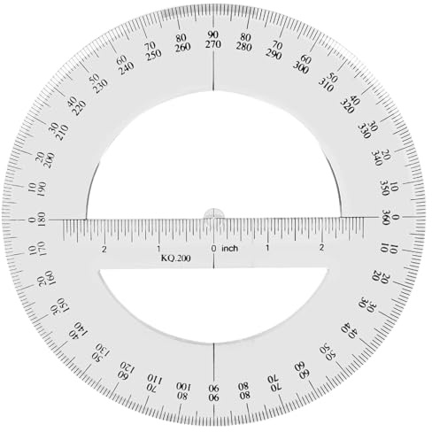 360 Full Circle Protractor, 20cm Plastic Math Measuring Tools Round Protractors Ruler Full Midround Angle Protractor