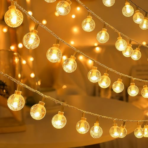 ALEGRE® Lichterkette Kugeln Batterie Warmweiß, 3M 20 LED Kristall Globe Lichterkette Batterie, Kugel Lichterketten Innen Batteriebetrieben, Kugeln Lichterketten für Hochzeit, Silvester, Weihnachtsdeko