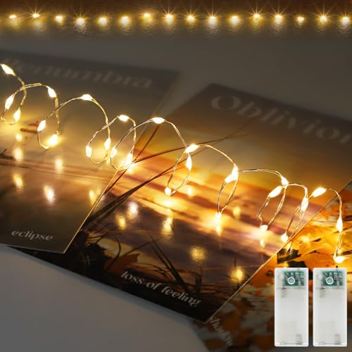 AGOTD LED Mini Lichterkette, Ultradichter 2,5cm Lichtabstand Micro Lichterkette Batteriebetrieben mit Timer, DIY kleine Lichterketten Wasserdicht für Weihnachten Deko (75cm 30LEDs, Warmweiß 2er Pack)
