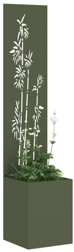 vidaXL Garten Sichtschutz-Leinwand Floral Olivgrün 32 x 32 x 150 cm
