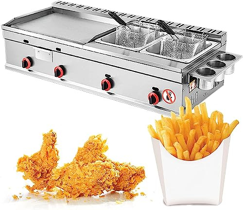 Friggitrice a gas commerciale - Friggitrice per grasso in acciaio inossidabile per ristorante e cucina domestica con cestino