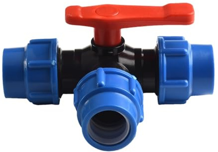 Eawfgtuw Raccordi per tubi in PE, valvola a sfera a 3 vie, connettore idraulico in plastica, valvola per acqua in PE, giunto per tubi in PVC, valvola per irrigazione per tubo da giardino, valvola di