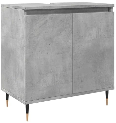 Tomostar Meuble sous Lavabo, Meuble de Rangement Salle de Bain Gris béton 58x33x60 cm Bois d'ingénierie