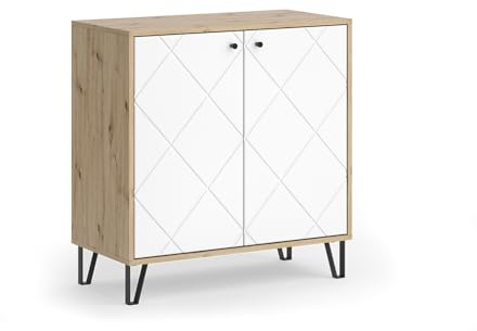 Vicco Kommode Nizza, Artisan-Eiche, 80.2 x 82.6 cm | mit 2 Türen, zur Nutzung als Ablagefläche neben dem Bett