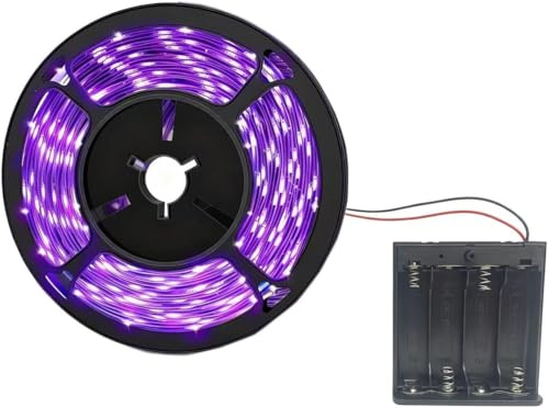 TOPXCDZ Battery Powered UV Black Light LED Strip Non-Waterproof Blacklight Strip with Battery Box for Glow Neon Party Birthday Glass Cabinet Fluorescent Poster Fishing Boat (1m)