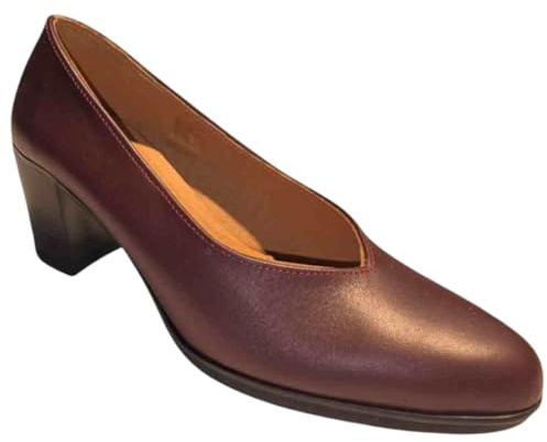 ARIADNA SÁNCHEZ Zapatos de Salón Mujer Belona, Cómodos, Azafatas, Trabajo. Calzado de Piel Fabricados en España Tacón Alto 7 cm (Burdeos, Sistema Tallas Calzado EU, Adulto, Números, Mediano, 39)