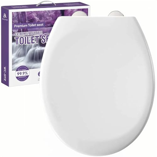 Solng Aldoih Toilet Seat Soft Close Oval, Heavy Duty Environmentally Friendly Urea-Formaldehyde Resin, O Shaped Design, Quiet Slow Close, Quick Release, Anti-Aging & Easy-Clean, Durable