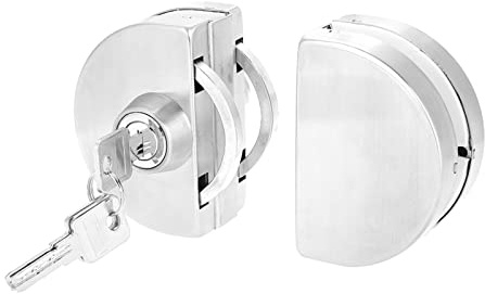 Serrure de porte en verre en acier inoxydable avec clés, serrure de porte en verre trempé sans cadre d'épaisseur 10~12 mm, serrure de sécurité de qualité supérieure pour salle