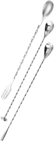 TOYANDONA 3 Pezzi Cucchiai da Bar in Acciaio Inox Cucchiaini Lunghi per Miscelare Cocktail e Bevande Cucchiai Multiuso per Caffè Dessert e Tè Freddo Superficie Lucida e Riutilizzabile