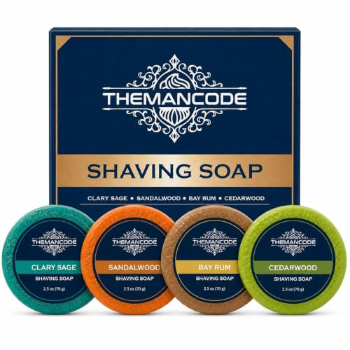 THEMANCODE Shaving Soap for Men, Gift for Men, 4 Pack Variety, 2.5 oz Each