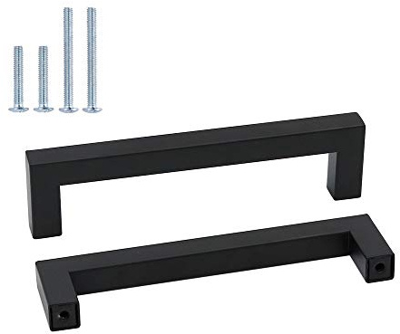 goldenwarm 15 Stück Griffe Möbelgriff Edelstahl Stangengriff Relinggriffe Bohrlochabstand 160mm Küchengriff Schrankgriffe Schubladengriffe Quadratischer Griff schrankgriff schwarz