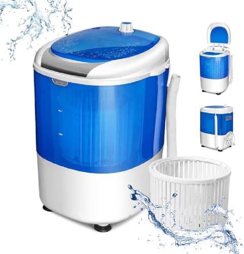 RELAX4LIFE Mini Machine à Laver Portable avec Capacité de Lavage 2 KG, Mini Lave-linge Semi-Automatique avec Minuteur 10 Mins, Poids Léger pour Camping Voyage Dortoir Appartement, 36X34X51CM, Bleu