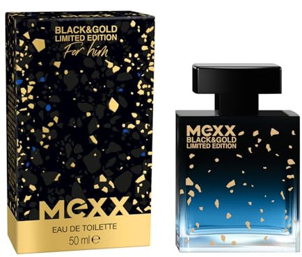 Mexx Black & Gold Limited Edition Man Eau de Toilette, profumo da uomo, legno e fruttato, 50 ml
