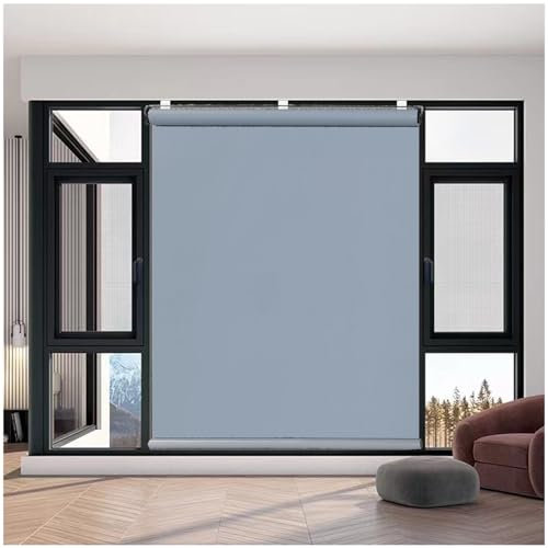 Verdunkelungsrollo, 99 % UV-Schutz, Sonnenschutz, ohne Bohren, Sichtschutz, breit, grau, Rollo, 85 x 180 cm