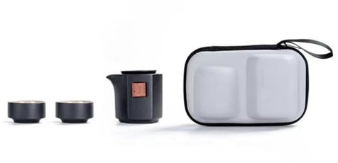 ATGQBCF Set con Teiera Set di Teiere Express Cup Set tè Viaggio Set tè Portatile Kung Fu Teiera Vetro Teiera Tazze Tazzine Ceramica Bollitori Samovar Articoli tè Shu Puer Set da tè Portatile(Black)
