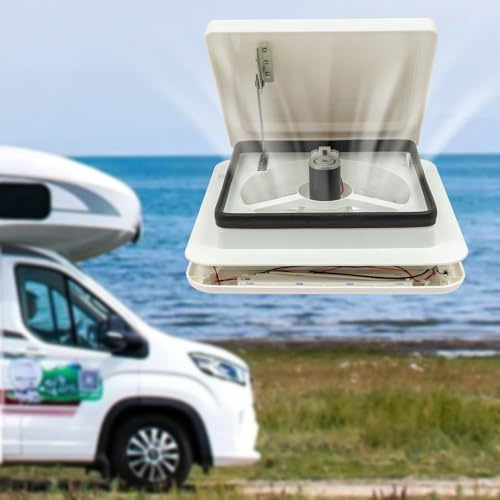 Tagtuell Ventilador de techo RV con luz LED, 12 V, ventilación para autocaravana, ventilador de techo, ventilador de extractor de techo, ventilador de extractor reversible, bajo nivel de ruido
