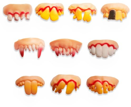 KOQAIIZ 10 Stück Halloween-Dämonenzähne, Lustige Zähne, Halloween-Vampirzähne, Vampir ZäHne, Scherzartikel FüR Erwachsene,für Party, Halloween