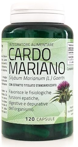 Acinum Cardo Mariano, Silybum Marianum, Integratore Alimentare, Supporto Epatico e Digestivo, 120 Capsule