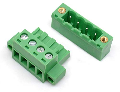 Oiyagai 5,08 mm Leiterplatten-Steckklemmen 4-polig, Rechtwinkliger PCB Schraubklemmen-Steckverbinder, 300 V 15 A, Grün (10 Sets)