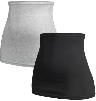 Herzmutter Cinturón Barriga - Banda Vientre - 2 Partes - Banda Abdominal de Apoyo - Faja premamá Embarazo - 6300 (Negro/Gris, L)