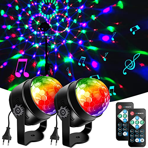 Lunsy Discokugel partylicht, Discolicht Partylicht 360° Rotierende Musik Activated LED Party Lampe Diskokugel mit Fernbedienung, 3W RGB Dynamisch Disco Lichter für Party, Weihnachten, Kinder