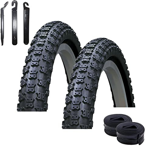 2 x Roverstone 20 Fahrradreifen Fahrradmantel Schwarz 54-406 (20 x 2,125) + 2 passende Schläuche DV inkl. 3 Reifenheber