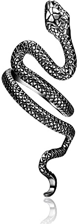 PRAYMOS Schlangenring 925 Sterlingsilber Einstellbarer Rings Bohemia Schlangen Ring Stapelbare Band Punk für Frauen Damen Herren Männer Unisex Schmuck