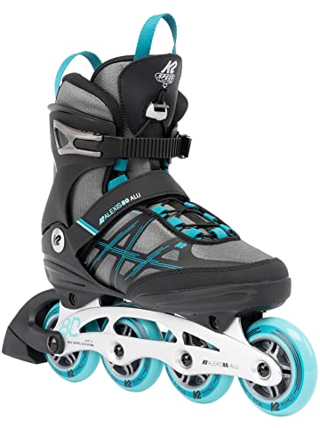 K2 Skates Damen Inline Skates Alexis 80 ALU, Grey - Cyan, 30G0417.1.1.070