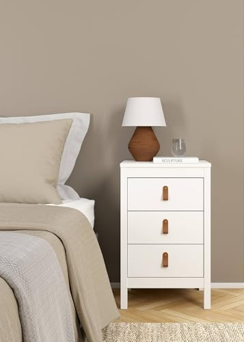 Dmora - Mesita de Noche Mirabelle, cómoda Baja, Mesa de Noche, Estante de Cama, 44 x 38 x 70 cm, Blanco