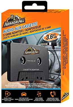 XTREME Armor All Audio Aux Cassette 3.5mm Adapter, Connect Smartphones/Tablets/Other Items with The Wire, Plug/Answer Button for Calls/Scrolling Through Music Tracks, etc., Easy-to-Install