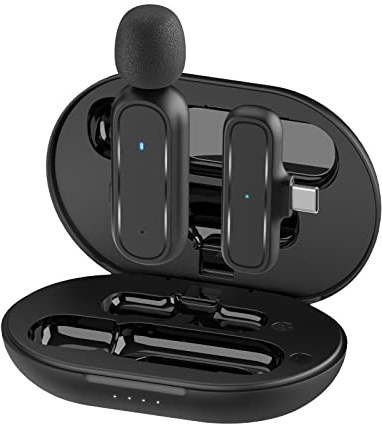 Handy Mikrofon Mini, Gimpro MC1(C) 2.4GHz 【TYPE-C】Lavalier Mikrofon mit 3 Modus Denoise und Ladekoffer für Andriod Phone Vlog Live-Streaming Youtube Tiktok,Drahtloses-Lavalier-Mikrofon-USB-Smartphone