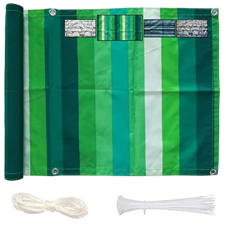 Frangivista Protezione per la Privacy per Balcone 70x300cm Privacy Recinzione Copertura per Balcone Recinzione Giardino Poliestere Impermeabile Anti UV con Fascette Strisce Verdi e Bianche