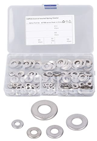 140 PZ 5 Tipi Zigrinata Conica Rondella Elastica in Acciaio Inox Disco Seghettato Conico Rondella Elastica Assortimento Set M4 M5 M6 M8 M10