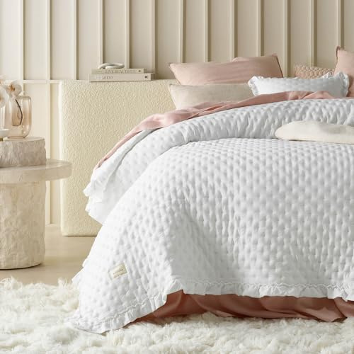 room99 Molly Elegante Tagesdecke in Weiß 200 x 220 cm Vielseitige Wohndecke als Bettüberwurf oder Sofaüberwurf Überwurfdecke für Bett und Sofa Steppdecke Stil Ideal als Bedspread