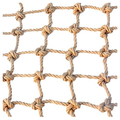 Hanfseilnetz Balkonschutznetz, Schutznetz Hanfnetz - Kletternetz Für Kletterhängematten Im Freien Wasserdichtes Hanfnetz Für Industrielle Winddekoration, 6 Mm Seil, 15 cm Loch Gartenzaun Dekoration (