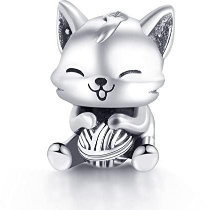 Rimgoris Charm en argent 925 pour femmes Bracelets Collier Breloque pendentif Jouets en peluche Chat