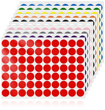 YIKIADA 700 Stück 10 Farben Klebepunkte Aufkleber 25 mm Vinyl Selbstklebende Abnehmbar Runde Etiketten Wasserdicht Punktaufkleber für Büro