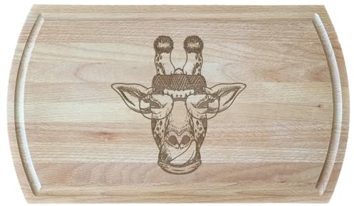 Amused Giraffe with Headband Cutting Board – Whimsical Wedding Gift Idea