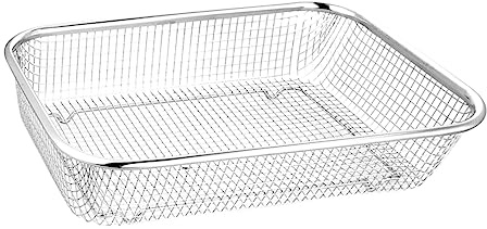 Anneome Stainless Steel Drain Basket 13X9.4X2.75 Inch Rectangular Kitchen Colander Multi-Purpose Fruit and Vegetable Strainer Holder for Washing and Storage