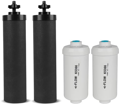 SUPER.BDACC Schwerkraft-Wasserfilter-Ersatz, für Berkey® Black Carbon (BB9-2®) Reinigungselemente und Fluoridfilter K5366 (PF-2®) Kombipack, kompatibel mit Berkey® Filtersystem, 4 Stück | Kompatibel mit Berkey® BB9-2® Schwarzfilter & PF-2® K5366 Fluoridfiltern, Schwerkraft-Filtrationssystem, 4 Stück