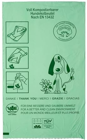 PROREGAL Klassische kompostierbare Hundekotbeutel | 600 Stück | HxBxT 20x35x0,01cm | Grün