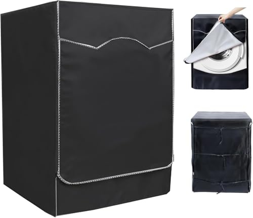 aleawol Housse de machine à laver 60 x 60 x 85 cm, housse de machine à laver à quatre côtés avec double fermeture éclair, housses imperméables pour lave-linge et sèche-linge à chargement frontal