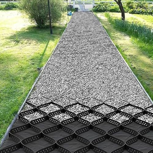 Geogitter-Kiesgitter, 1/2/3/4/5/6 m Breite, 2 Zoll Tiefe, Auffahrt, Gehweg, Geo-Bodengitter-Stabilisator, für eine Wohnmobil-Unterlage/Kunststoff-Schuppenbasis, 1 x 4 m/3,3 x 13 Fuß