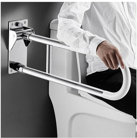 Toilettenhaltegriffe für Senioren, klappbarer Toilettenhaltegriff, hochklappbarer Handlauf, hochklappbarer Haltegriff aus Edelstahl für Seniorenbadewannen und Duschen