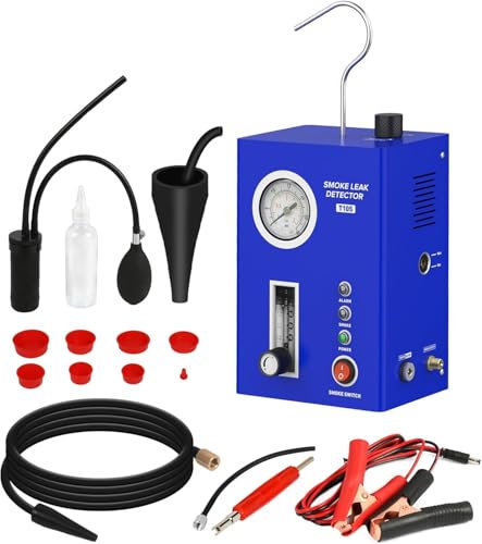 T105 Kfz Nebelmaschine Lecksucher EVAP, Rauchmaschine Auto Einstellbarer Rauchfluss mit Manometer, DC 12V Lecksuchgerät für Alle Autos, Motorräder, Leicht-LKWs, Boote, ATV, Schneemobile