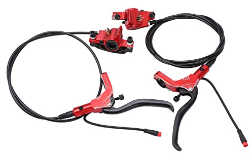 Elektro-Scooter-Bremssatz mit Hinterrad-Scheibenbremsen-Set mit Ausschaltfunktion, Rote Fahrrad-Bremsenteil-Baugruppe für Empfindliches Bremsen (Rot)