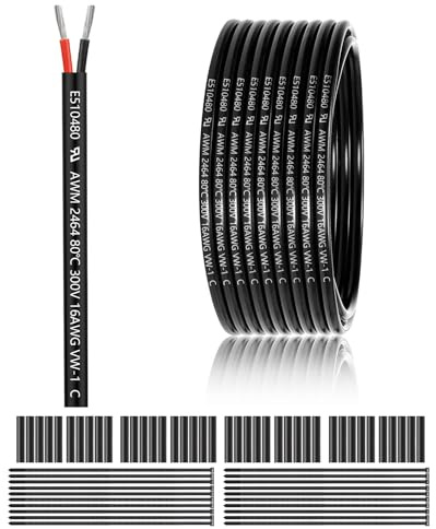 16 AWG 2×1.5 mm² 2 Core Electrical Wire 30M, 16 Gauge 12V/24V PVC Cable | 2 Conductor Tinned Copper Stranded Wire, for LED Strip Lighting, Outdoor Wiring & Automotive Applications, CE Listed